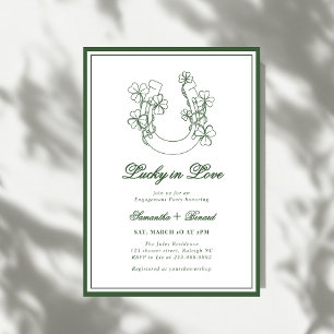 Lucky in Love Shamrock Horseshoe Engagement Party Invitation