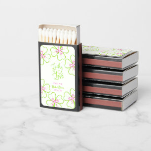 Lucky in Love Shamrock Pink Green  Bridal Shower  Matchboxes
