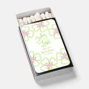 Lucky in Love Shamrock Pink Green Bridal Shower Matchboxes