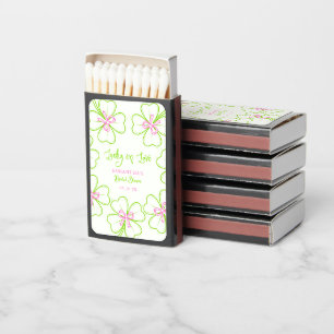 Lucky in Love Shamrock Pink Green Bridal Shower Matchboxes
