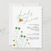Lucky in Love Shamrock Wildflowers Bridal Shower Invitation (Front)