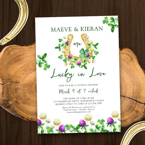 Lucky in Love Shamrocks and Clover Couples Shower Invitation