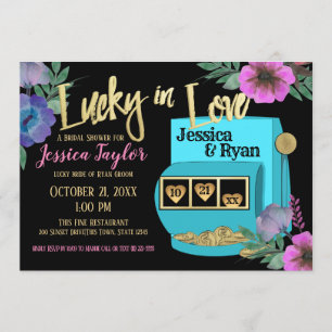 Lucky in Love Slot Machine Bridal Shower Invitation