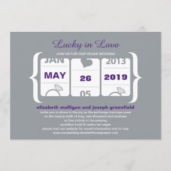 Lucky In Love Slot Machine Wedding Invitation by labellarue at Zazzle