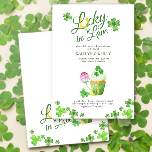 Lucky in Love St Patricks Bridal Shower Invitation