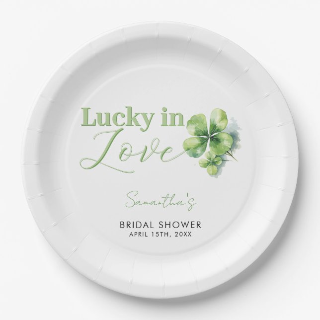 Lucky in Love St Patrick's Bridal Shower  Paper Plates (Front)