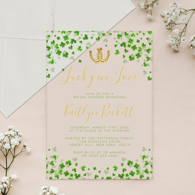 Lucky In Love St. Patrick's Day Bridal Shower Acrylic Invitations (Creator Uploaded)