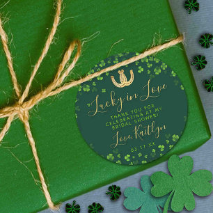 Lucky In Love St. Patrick's Day Bridal Shower Classic Round Sticker