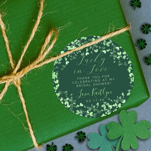 Lucky In Love St Patricks Day Bridal Shower Classic Round Sticker