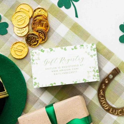 Lucky In Love St Patricks Day Bridal Shower Enclosure Card