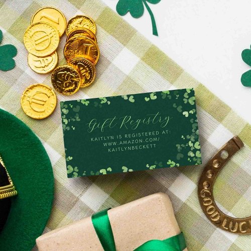 Lucky In Love St Patricks Day Bridal Shower Enclosure Card