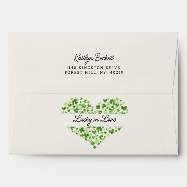 Lucky In Love St. Patrick's Day Bridal Shower Envelope (Back (Top Flap))