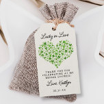 Lucky In Love St. Patrick's Day Bridal Shower Gift Tags<br><div class="desc">Celebrate in style with these sweet, modern and very trendy "Lucky in Love" bridal shower thank you gift tags. The design features a green shamrock watercolor love heart with easy to personalize typography wording which is perfect for a St. Patrick's day or Irish themed wedding celebration. Matching items can be...</div>
