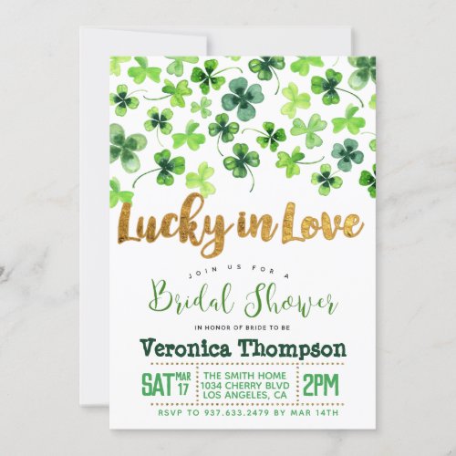 Lucky in Love St Patricks Day Bridal Shower Invitation