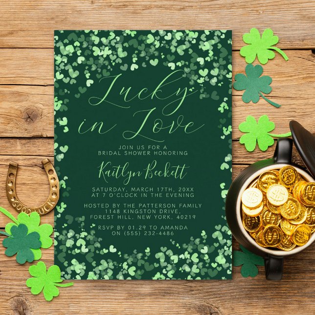 Lucky In Love St. Patrick's Day Bridal Shower Invitation (Creator Uploaded)