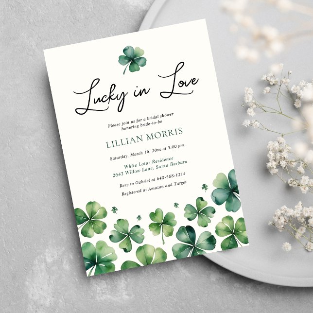 Lucky in Love St. Patrick's Day Bridal Shower Invitation (Creator Uploaded)