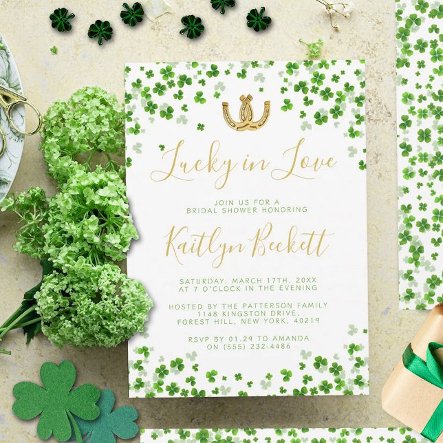 Lucky In Love St. Patrick's Day Bridal Shower Invitation (Creator Uploaded)