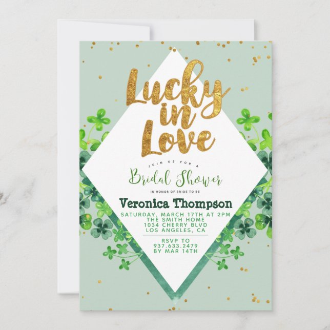 Lucky in Love St. Patrick's Day Bridal Shower Invitation (Front)
