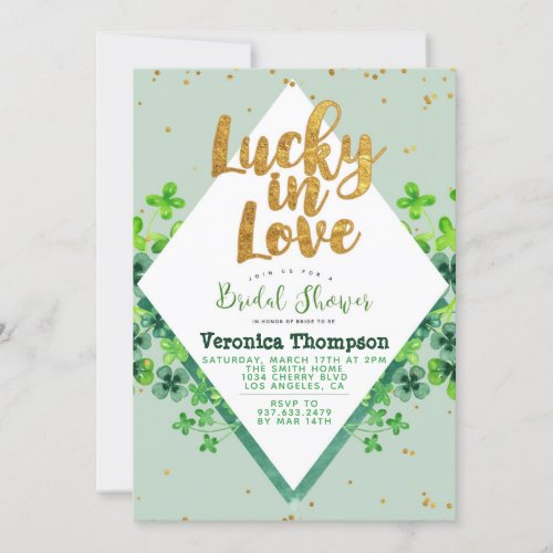 Lucky in Love St Patricks Day Bridal Shower Invitation