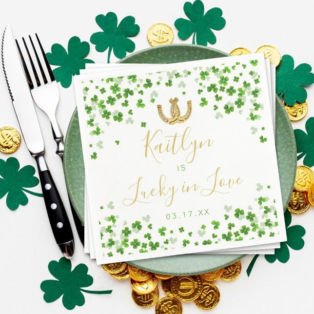 Lucky In Love St. Patrick's Day Bridal Shower Napkins (Creator Uploaded)