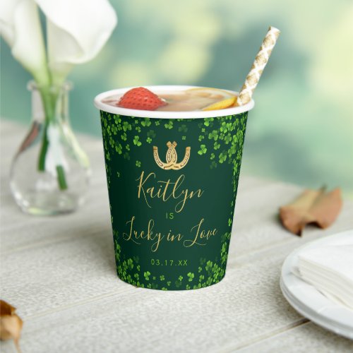 Lucky In Love St Patricks Day Bridal Shower Paper Cups