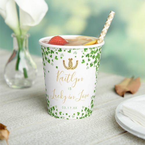 Lucky In Love St Patricks Day Bridal Shower Paper Cups