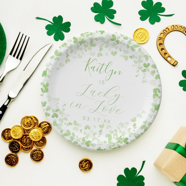 Lucky In Love St. Patrick's Day Bridal Shower Paper Plates (Creator Uploaded)