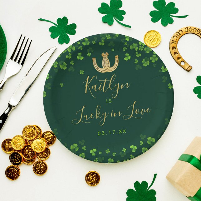 Lucky In Love St. Patrick's Day Bridal Shower Paper Plates (Creator Uploaded)