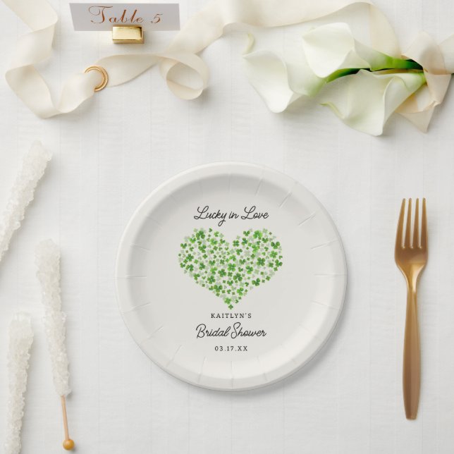 Lucky In Love St. Patrick's Day Bridal Shower Paper Plates (Wedding)