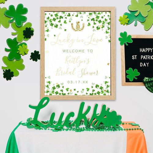 Lucky In Love St Patricks Day Bridal Shower Real Foil Prints