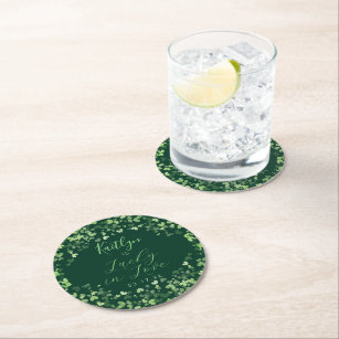 Lucky In Love St. Patrick's Day Bridal Shower Round Paper Coaster