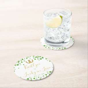 Lucky In Love St. Patrick's Day Bridal Shower Round Paper Coaster