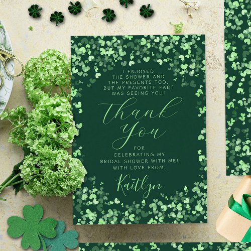 Lucky In Love St Patricks Day Bridal Shower Thank You Card