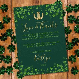 Lucky In Love St. Patrick's Day Bridal Shower Thank You Card