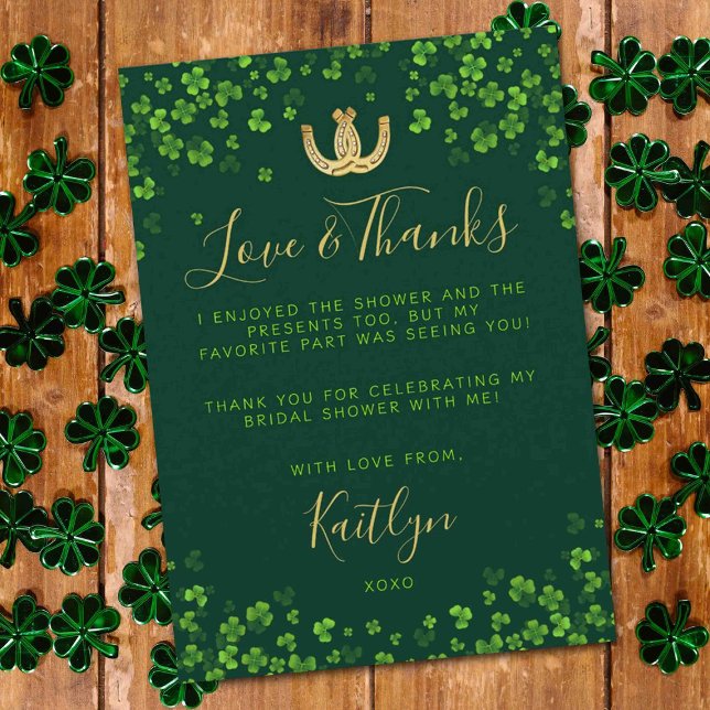 Lucky In Love St. Patrick's Day Bridal Shower Thank You Card (Creator Uploaded)