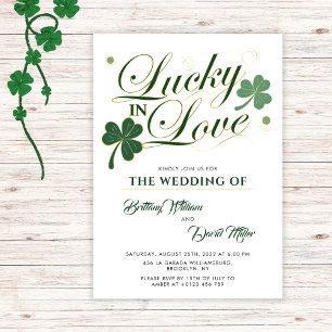 Lucky in Love St Patrick's Minimalist Wedding Invitation