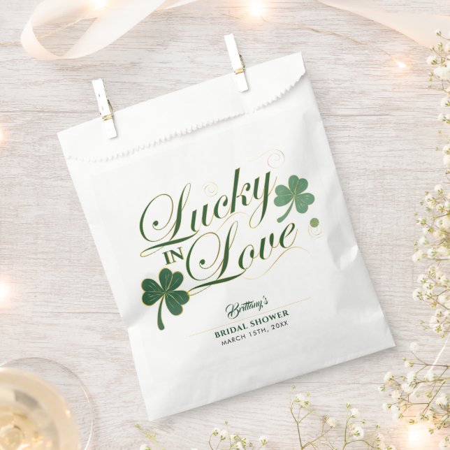 Lucky in Love St Patrick's Modern Bridal Shower  Favor Bag (Clipped)