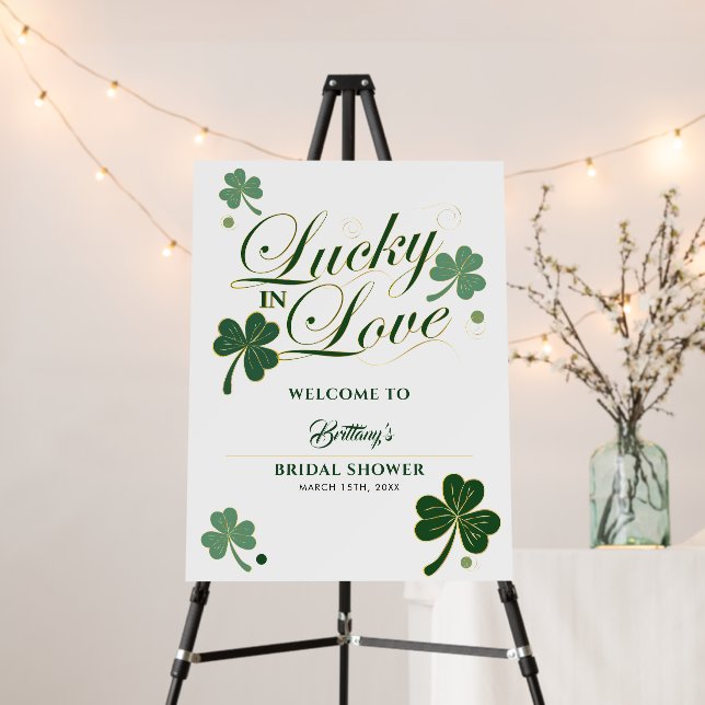 Lucky in Love St Patrick's Modern Bridal Shower  Foam Board (In Situ (Stand))