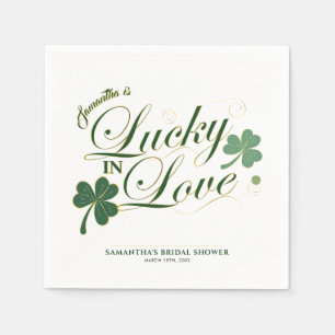 Lucky in Love St Patrick's Modern Bridal Shower Napkins