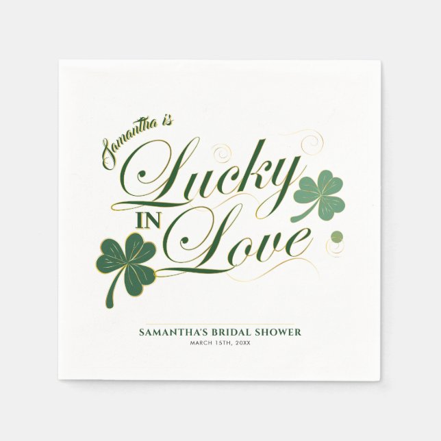 Lucky in Love St Patrick's Modern Bridal Shower  Napkins (Front)