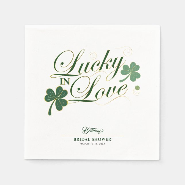 Lucky in Love St Patrick's Modern Bridal Shower  Napkins (Front)