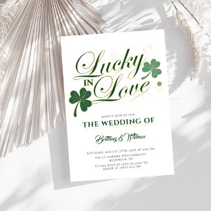 Lucky in Love St Patrick's Modern Wedding Invitation