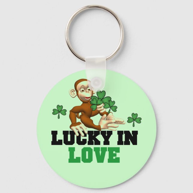 Lucky in Love St. Pat's Tshirts and Gifts Keychain (Front)