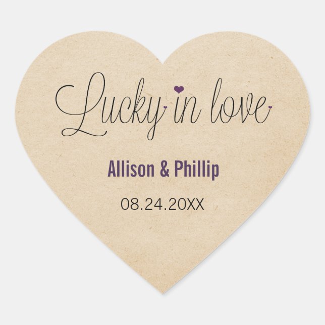 Lucky in Love Stickers, Purple Heart Sticker (Front)