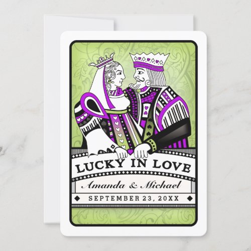 Lucky in Love Together with Families Wedding Invitation