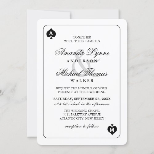 Lucky in Love Together With Spades Wed Invitation