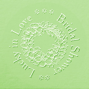 Lucky in Love Typography Shamrock Bridal Shower  Embosser