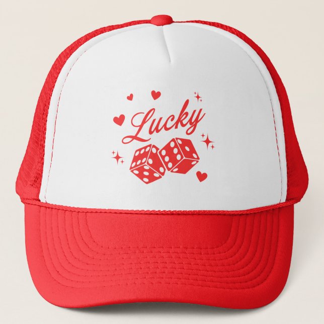 Lucky in Love-Vegas Bachelorette Trucker Hat (Front)