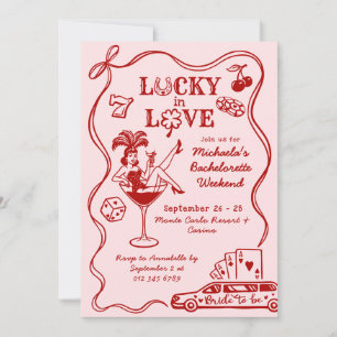 Lucky In Love Vegas Bachelorette Weekend Doodles Invitation
