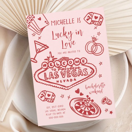 Lucky In Love Vegas Bachelorette Weekend Set Invitation